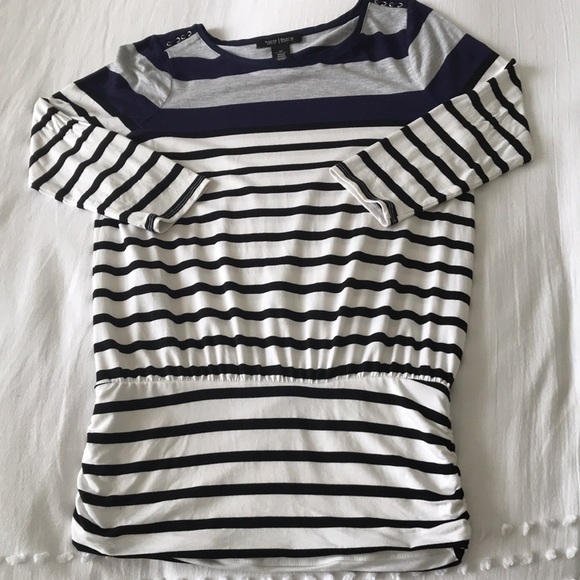WHBM Nautical Boatneck 3/4 Sleeve Striped Top XS - Picture 9 of 14